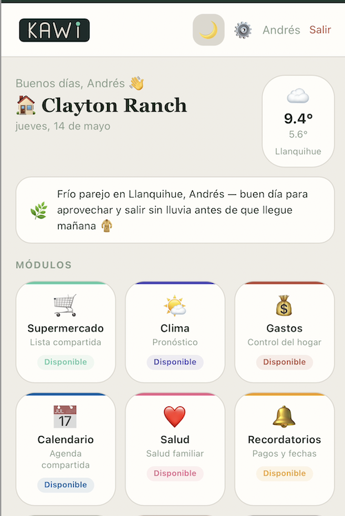 Kawi App — dashboard de gastos